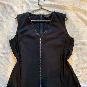 Donna Karan Navy Metallic Trimmed Tank